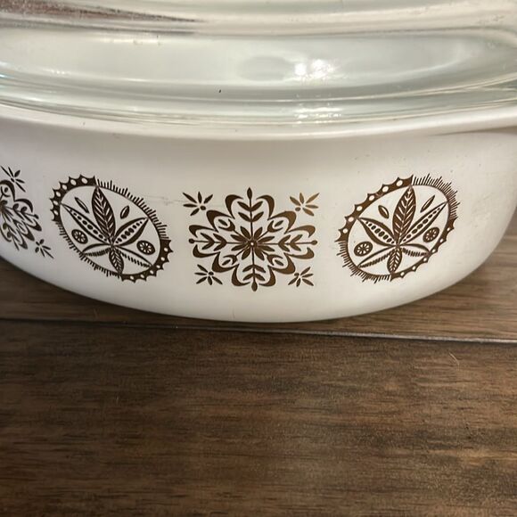 Vintage Pyrex 1958 2 1/2'' Qt 045 hex sign oval casserole with lid - Picture 4 of 9